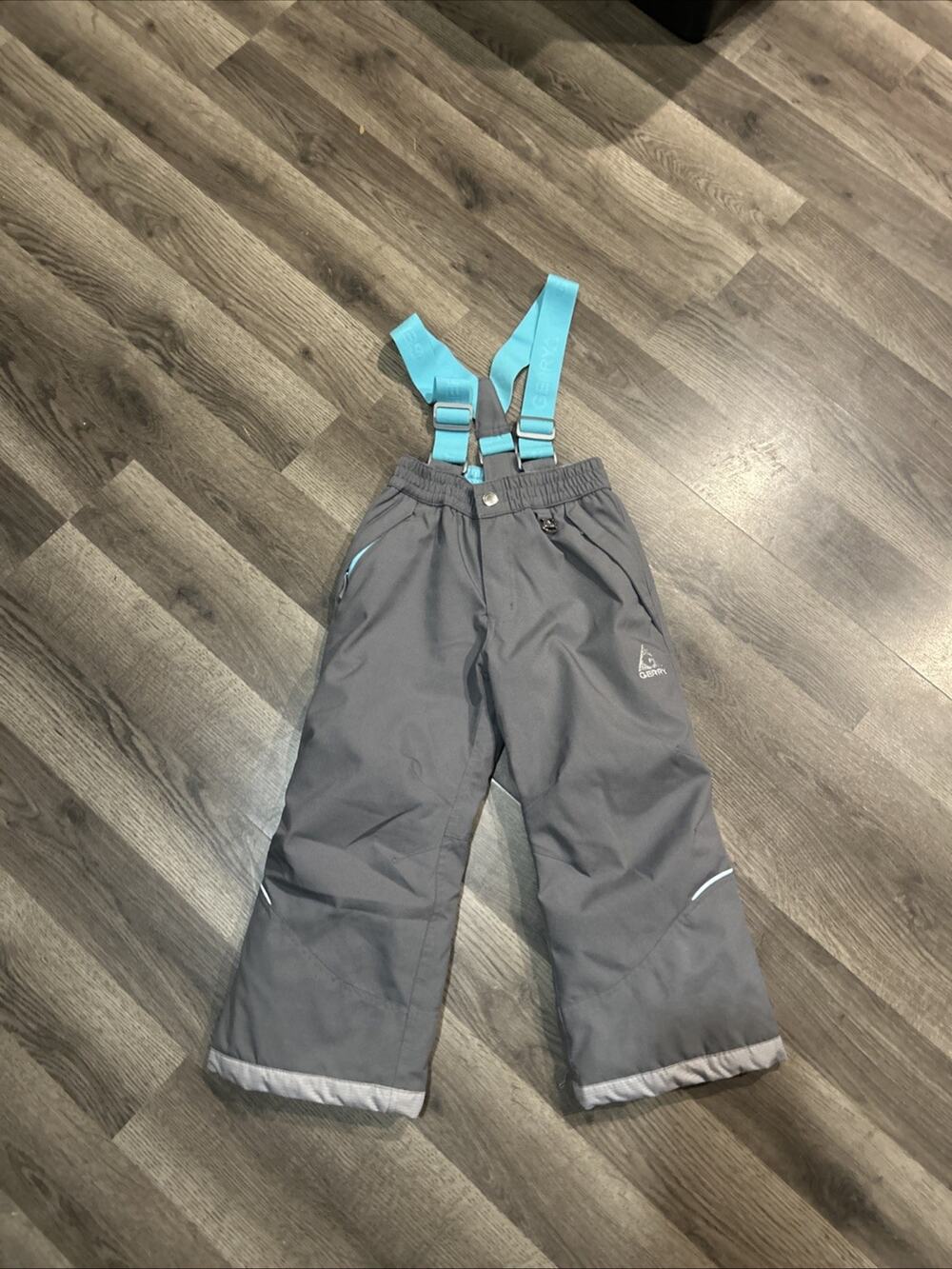 Gerry Kids Performance Snow Pants w/Removable Suspenders Gray/Teal Size XS 5/6